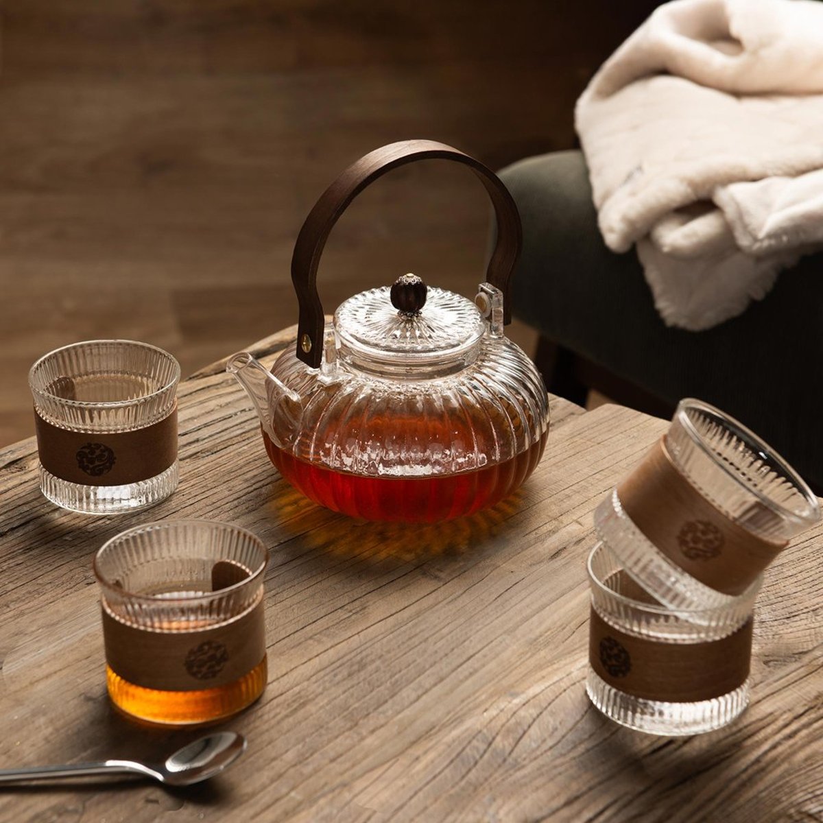 Coffret théière avec 4 gobelets 90 cl-RITUA transparent / cristal, TABLE PASSION