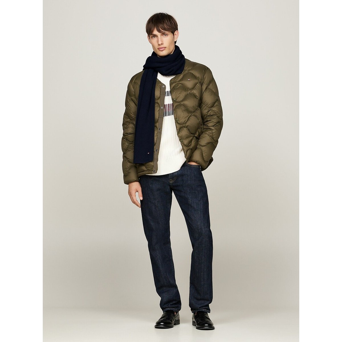 Sciarpa in cotone pima blu marino, TOMMY HILFIGER