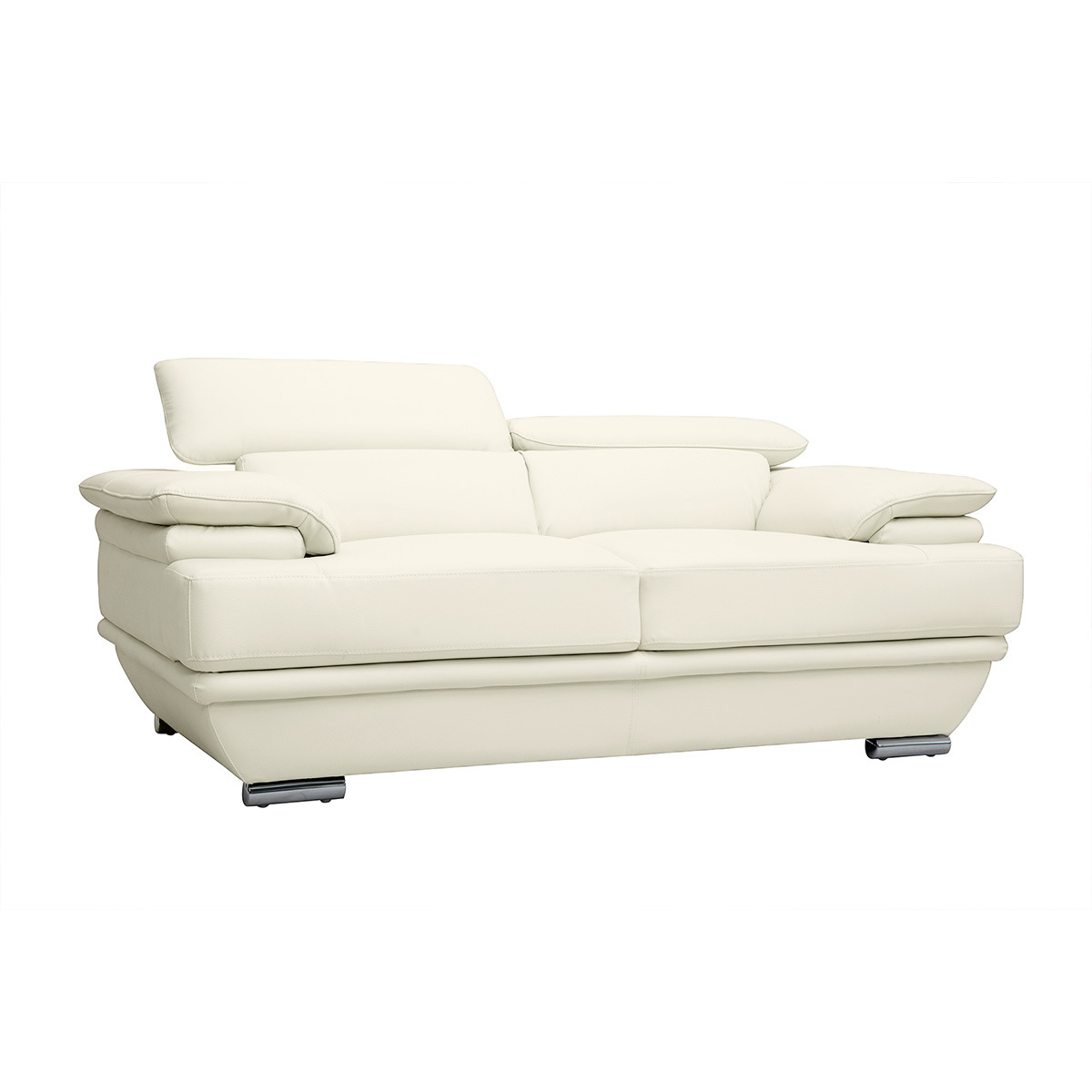 Canapé design avec têtières ajustables 2 places EWING blanc, MILIBOO