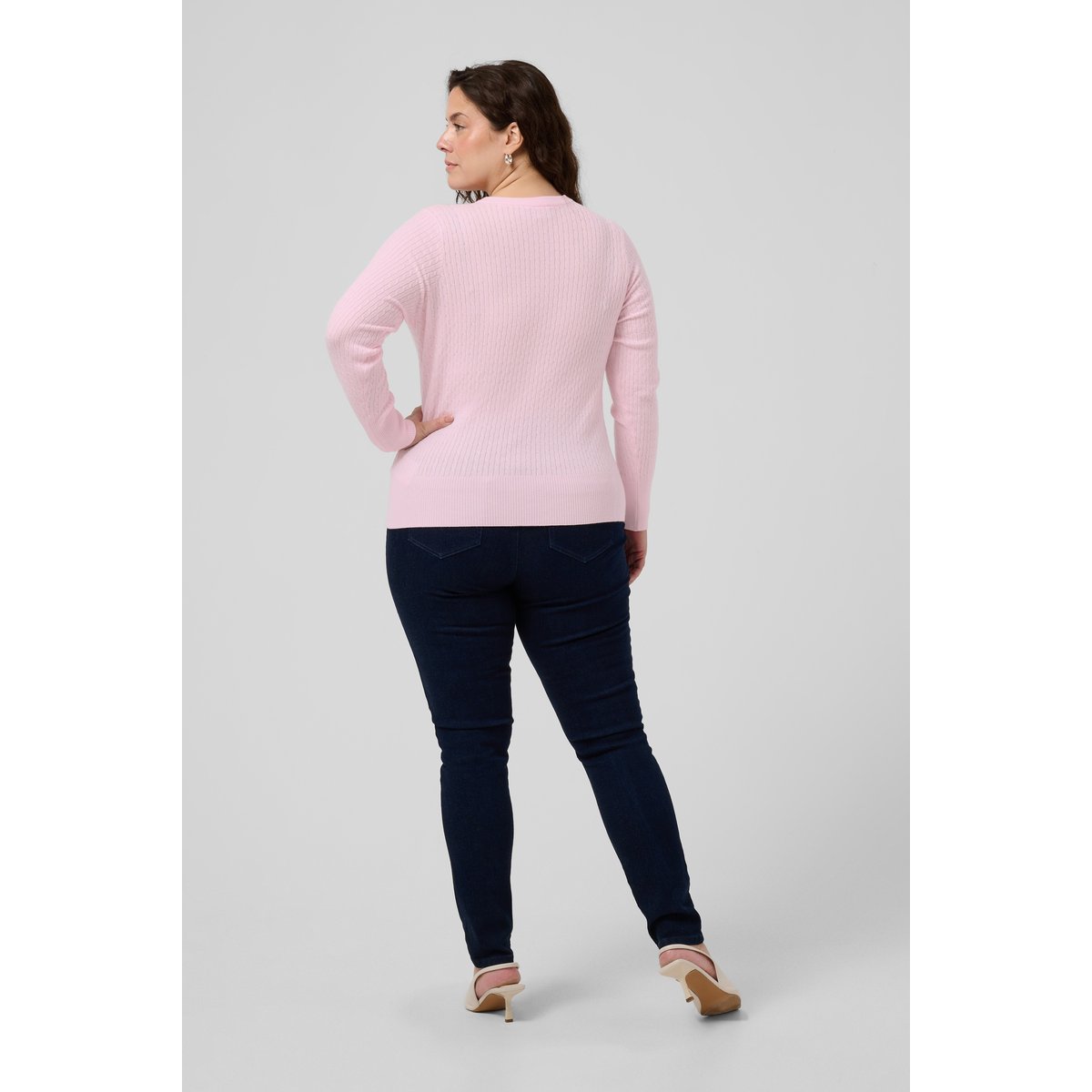 Pullover tricoté rose ballerina/red heart, KAFFE CURVE