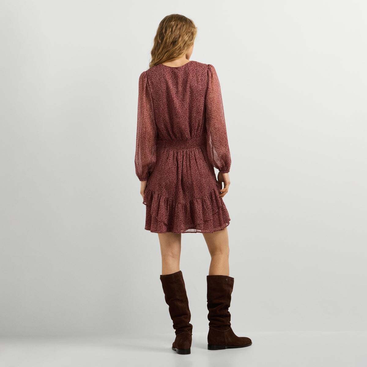 Robe Courte À Imprimé Floral rouge russe, PEPE JEANS