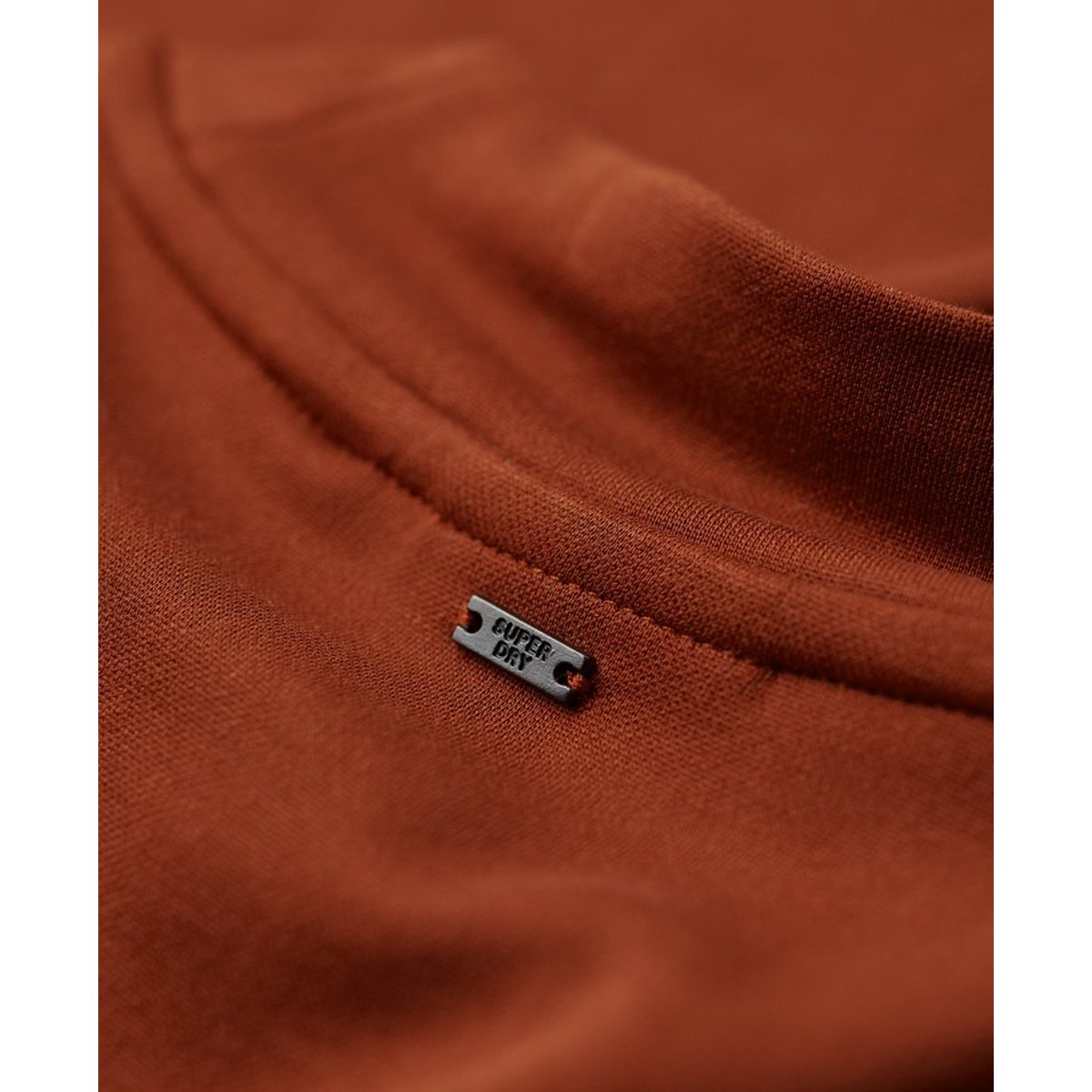 Robe courte en jersey à col cheminée rouge argile, SUPERDRY