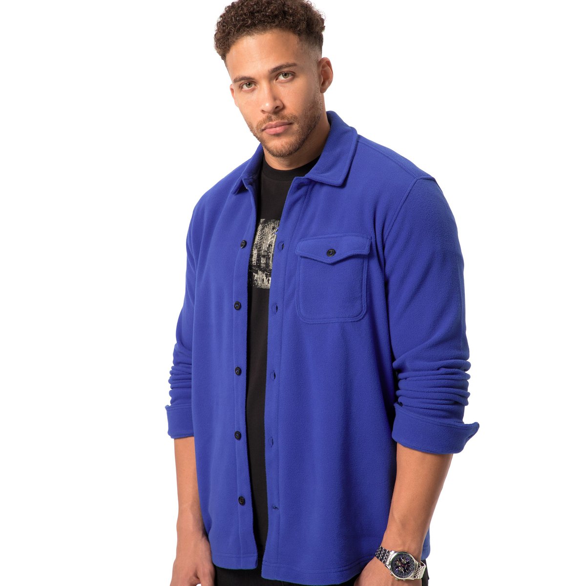 Surchemise en polaire bleu roi, STHUGE