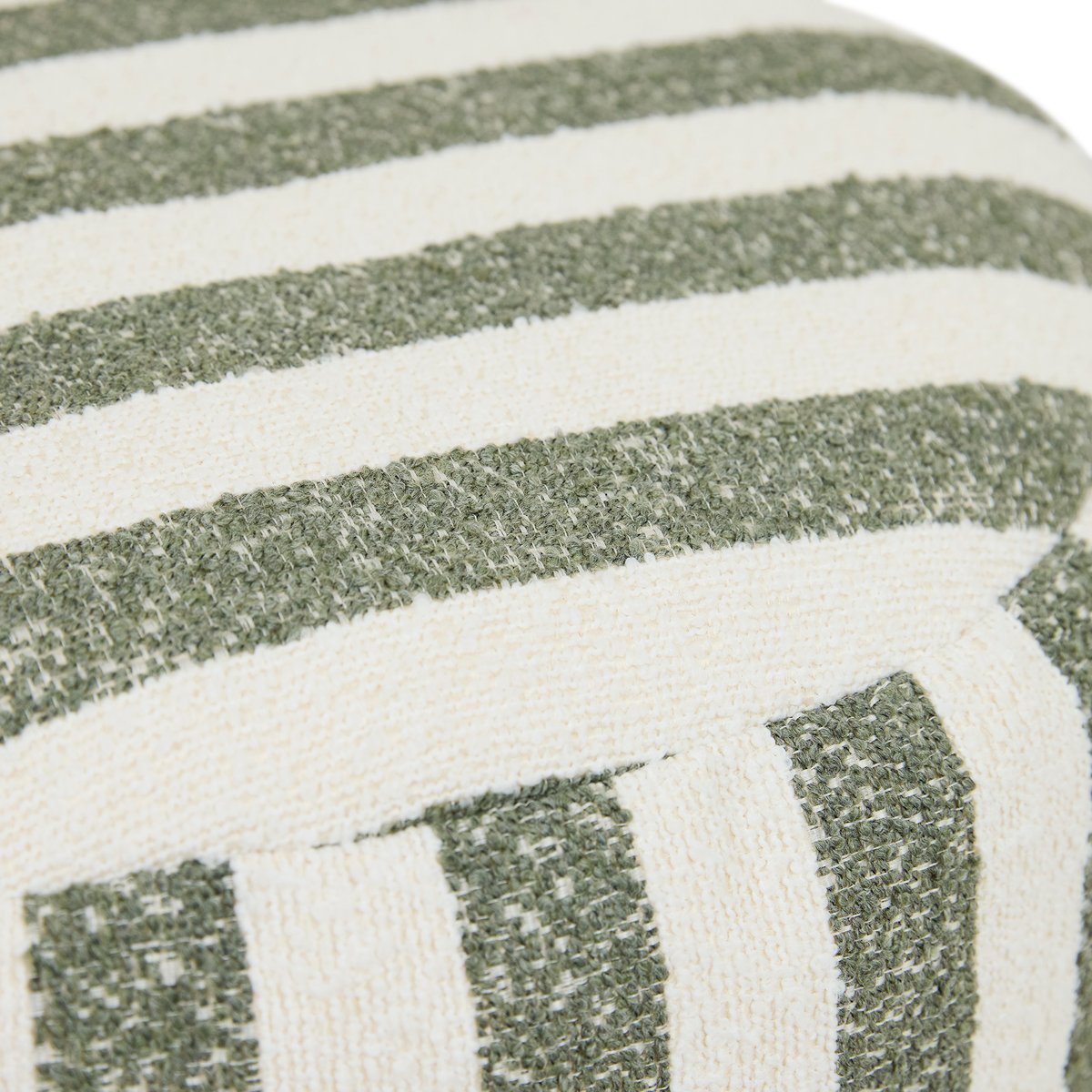 Pouf repose-pied rond en bouclette rayée Oeko-Tex® - MILANO vert olive, ICON