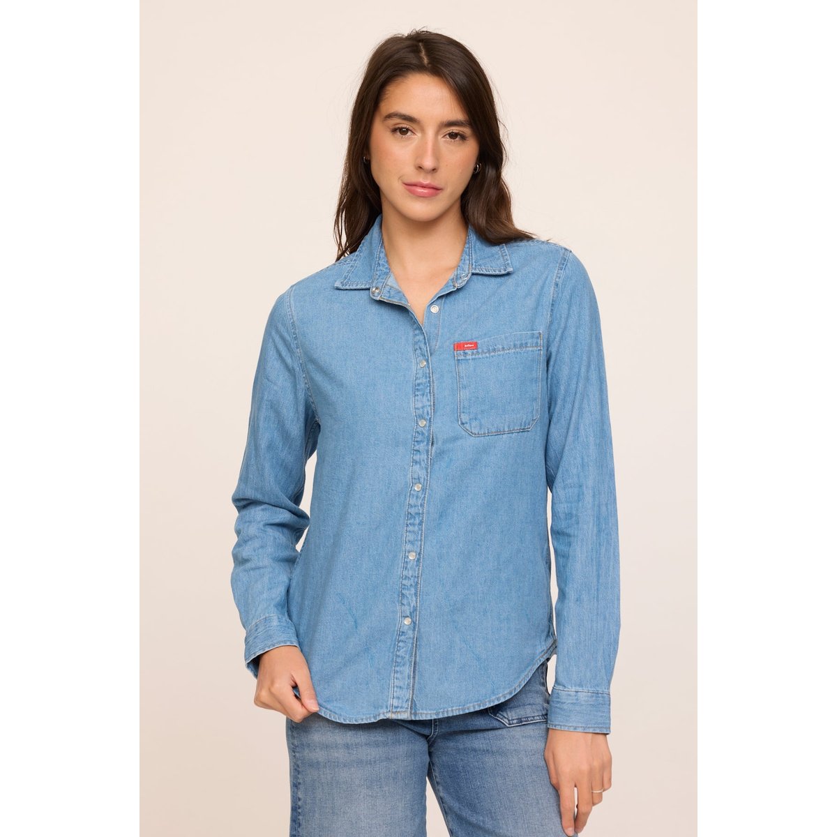 Chemise manches longues coton regular DAMIRA bleu clair, LEE COOPER