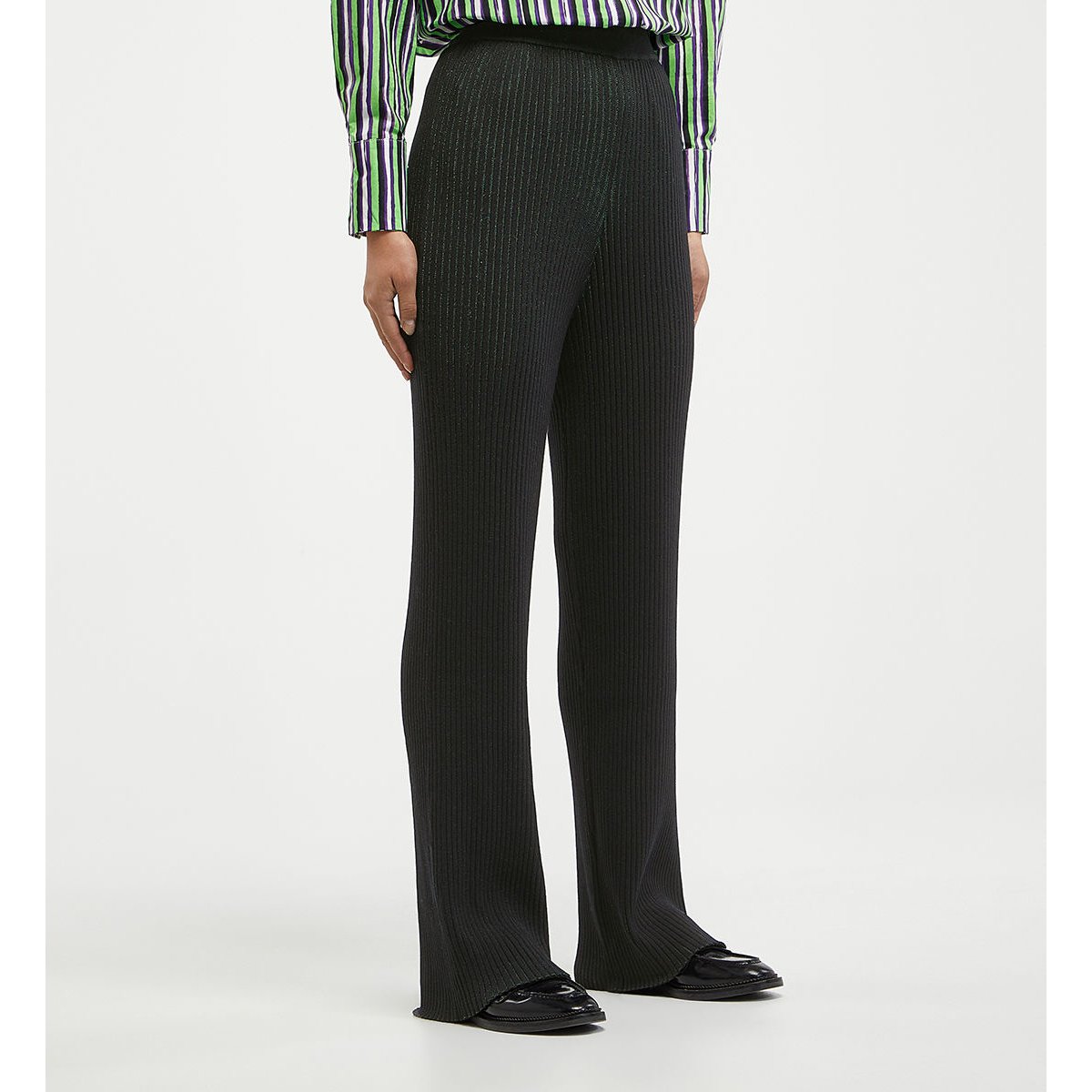 Pantalon fluide côtelé à rayures multicolore, GALERIES LAFAYETTE