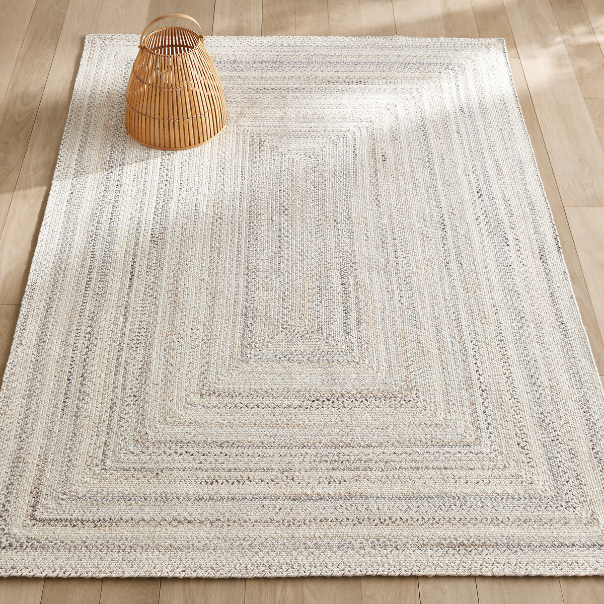 Tapis d'intérieur et d'extérieur tressé, Chini ecru/gris, AM.PM