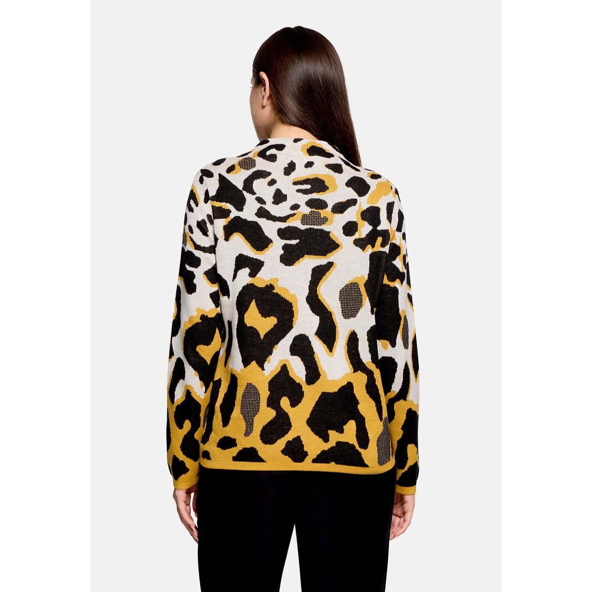 Pull-over en maille à motif jacquard patch beige/yellow, BETTY BARCLAY