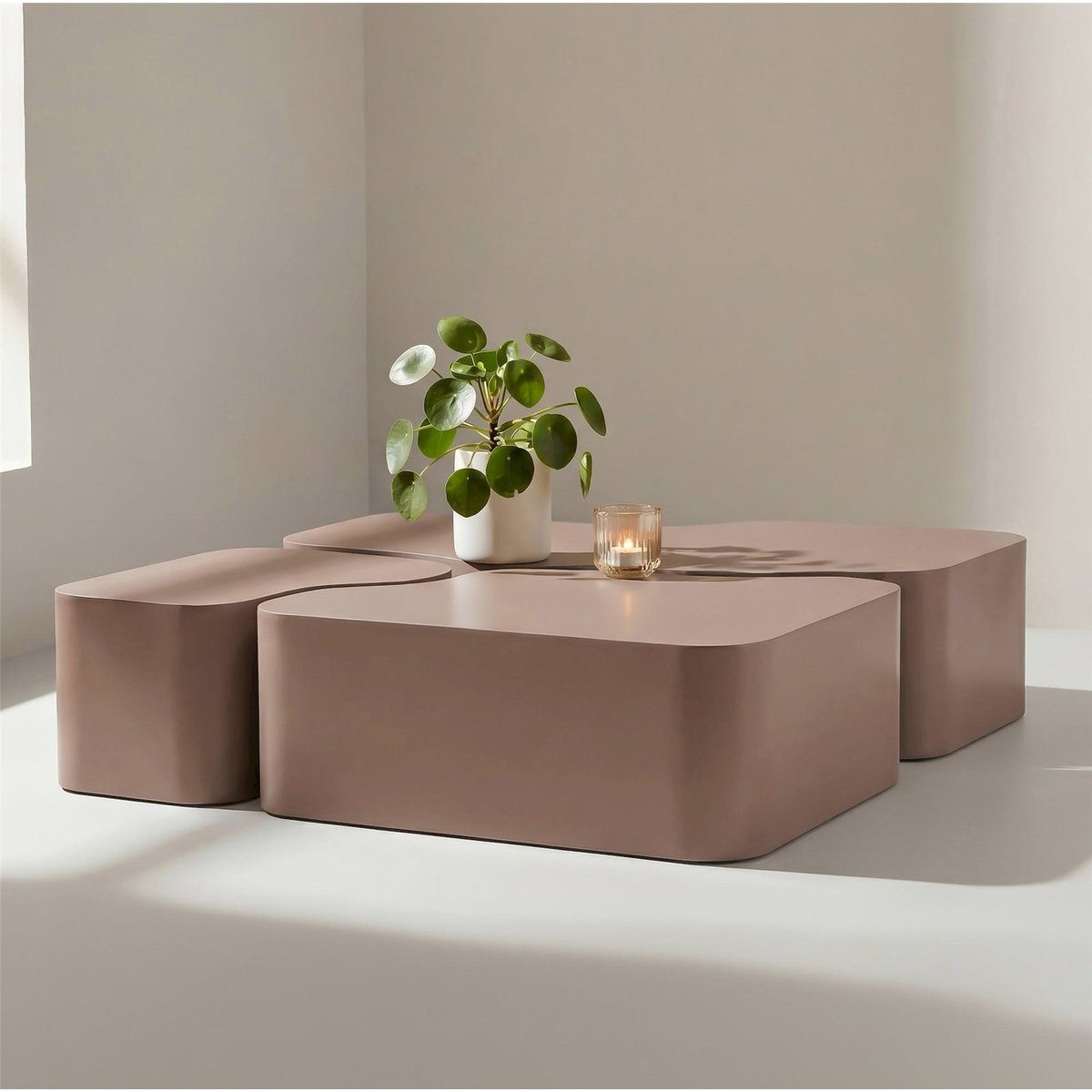 Tables basses gigognes organiques NORDLAND marron mat, RECOLLECTION