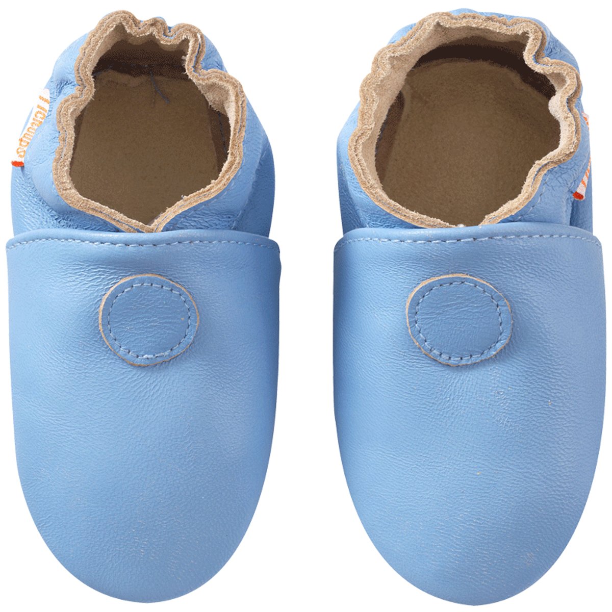 Chaussons bébé cuir souple uni bleu, TICHOUPS