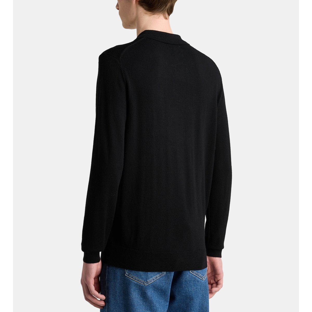 Pull polo teripol en laine mérinos noir, GALERIES LAFAYETTE