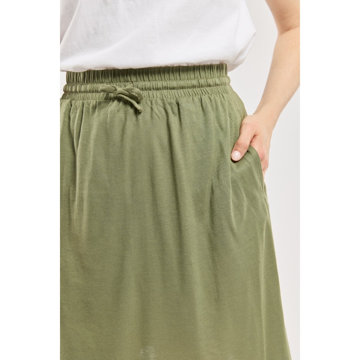 Jupe taille élastiquée en coton et modal military, ARMOR-LUX