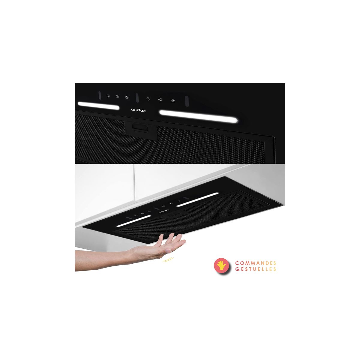 Hotte encastrable AHGG551BK couleur unique, AIRLUX