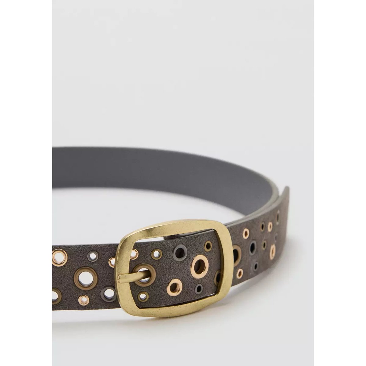 Ceinture cuir à œillets gris, MANGO TEEN
