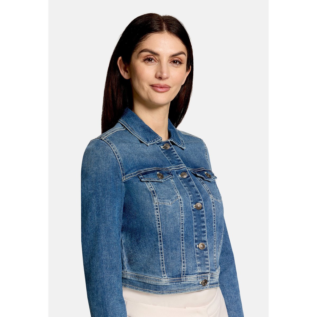 Veste en jean à effet délavé bleu, VERA MONT