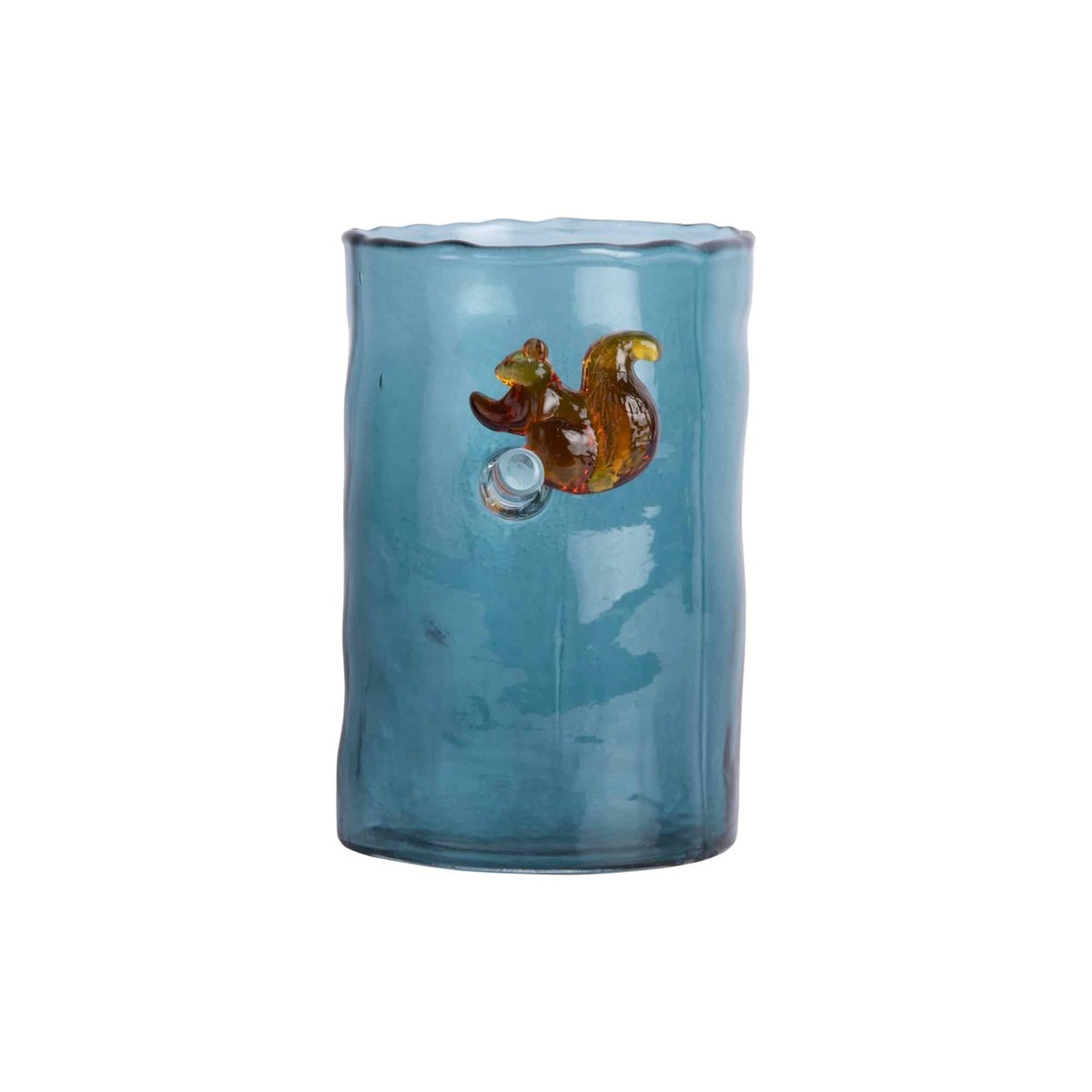 Vase Verre SQUIRREL ON BRANCH bleu, PRESENT TIME