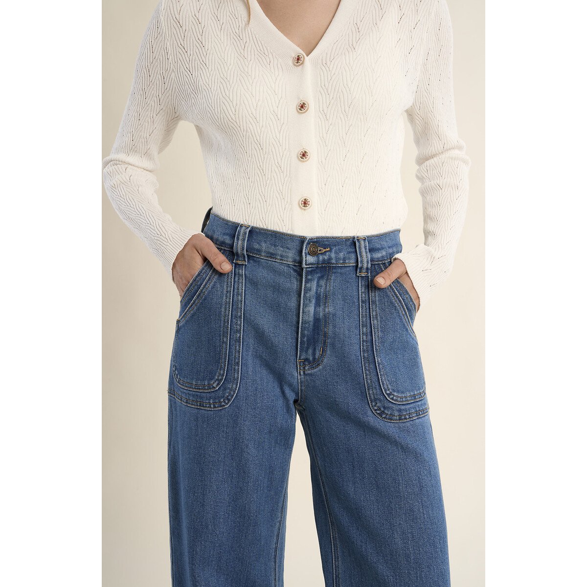 Jean large taille haute denim bleu, MOLLY BRACKEN