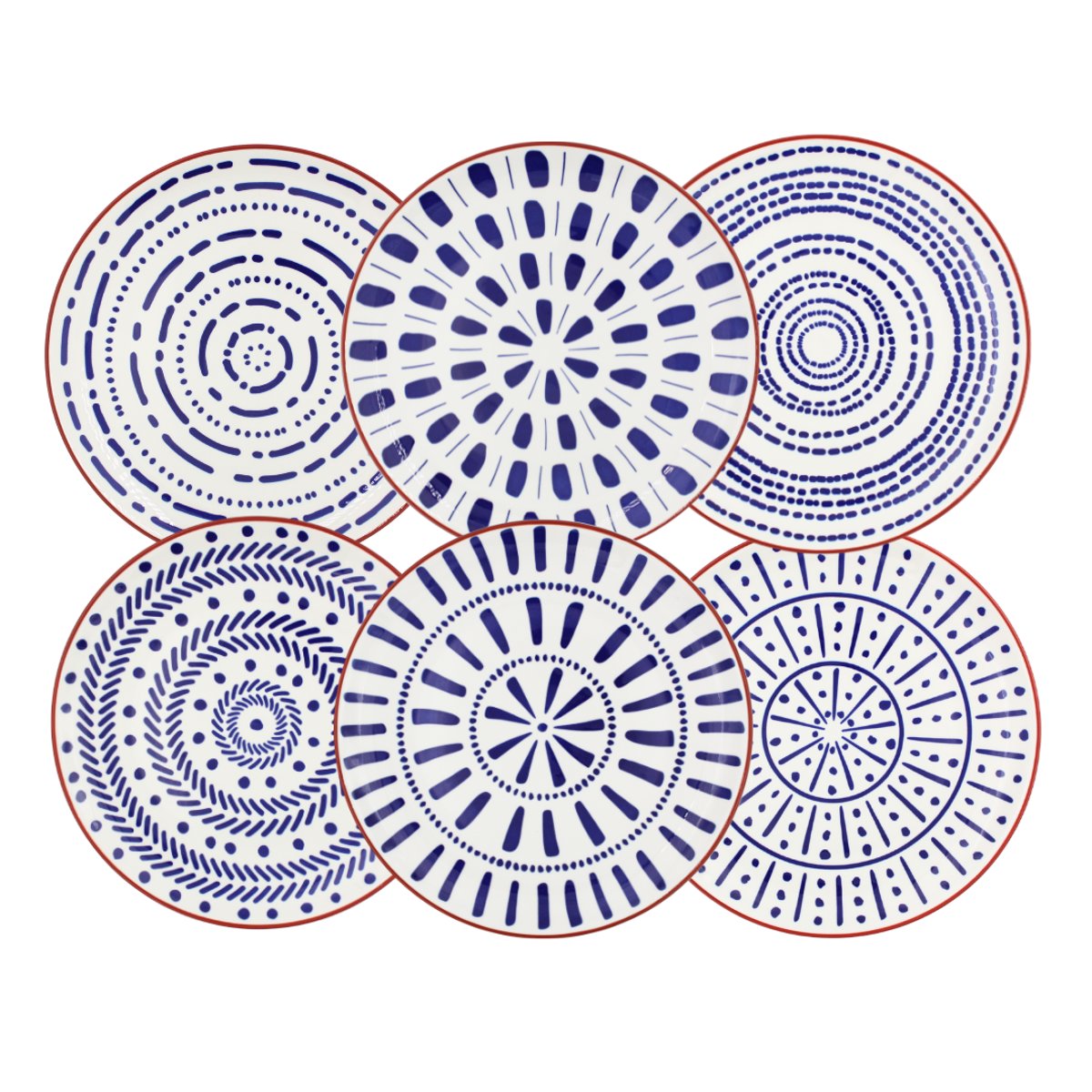 Lot de 6 grandes assiettes, SANTORIN bleu, ARTIME