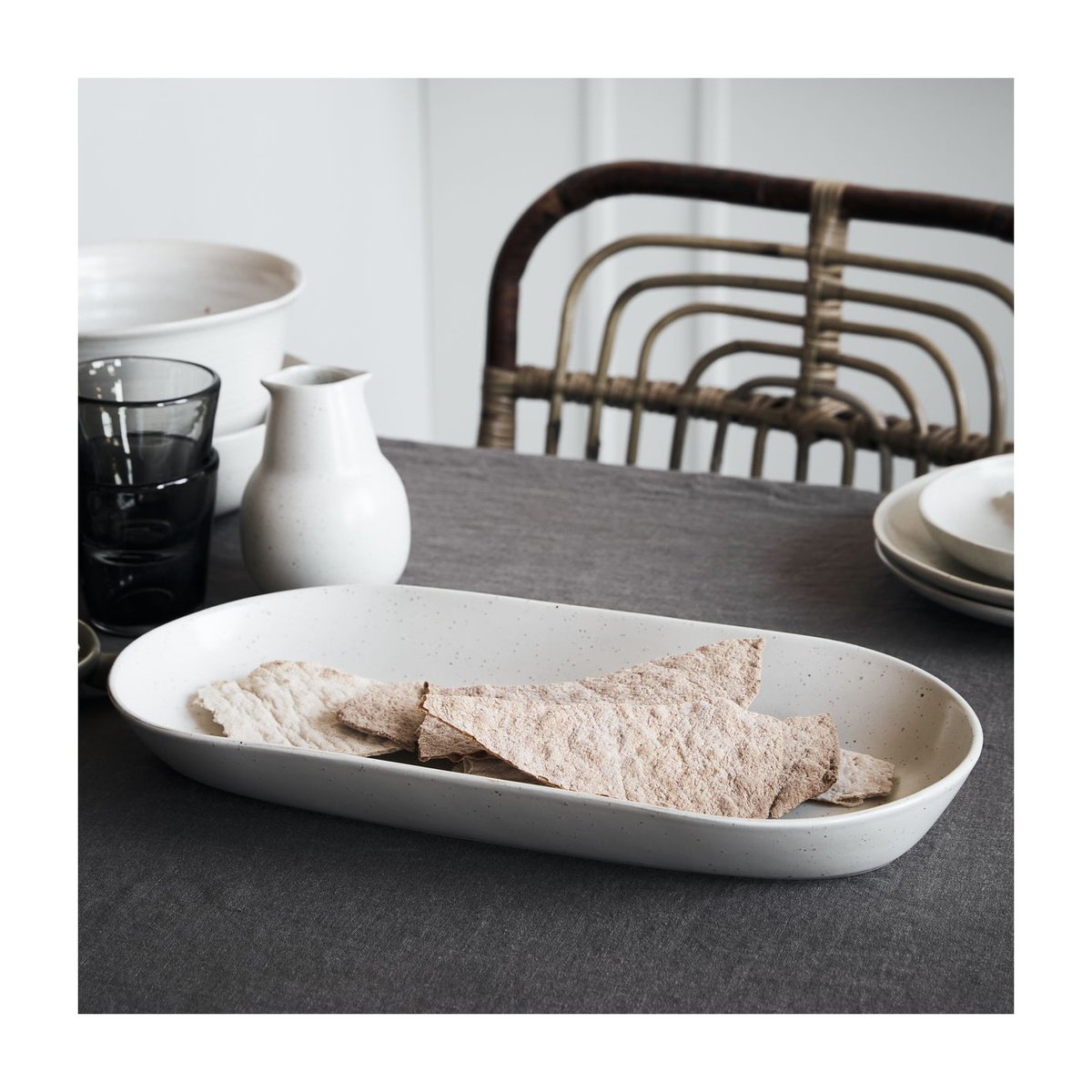 Plat de Service 19 x 38 cm Pion blanc, HOUSE DOCTOR