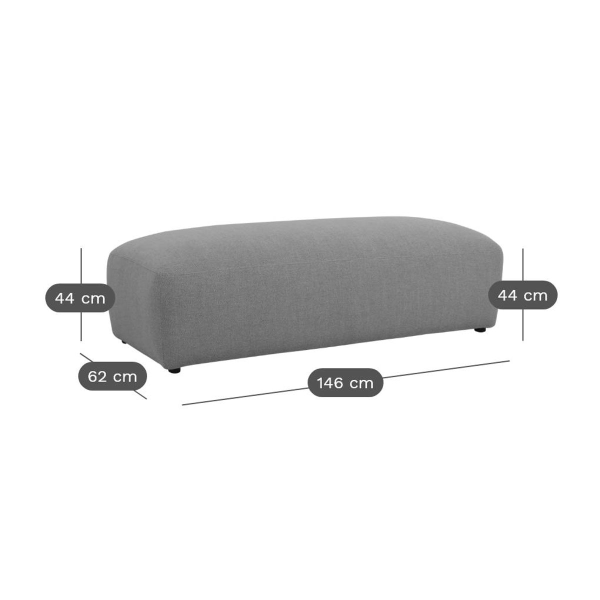 Grand pouf tissu - PAVEL gris, CAMIF