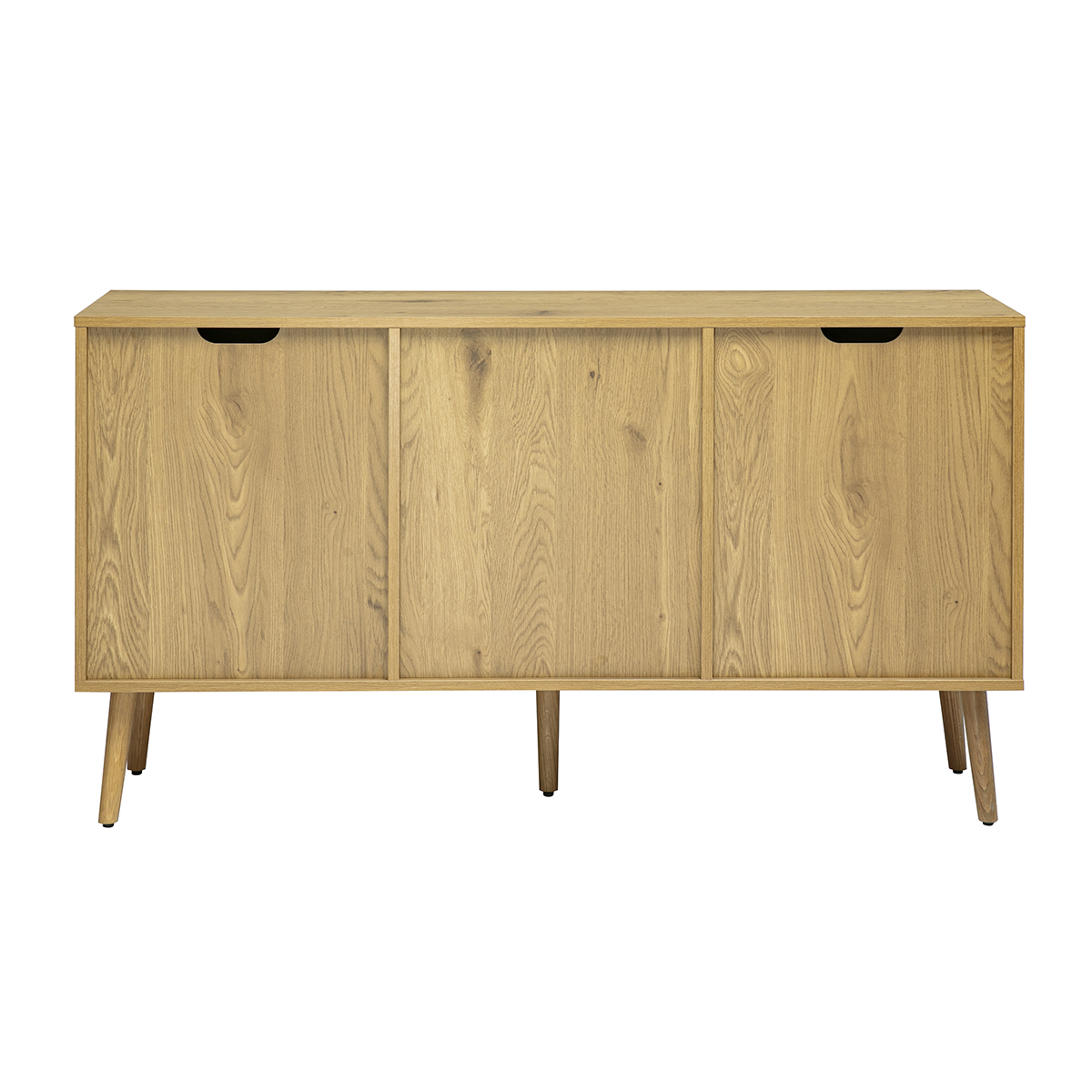 Buffet finition bois clair, cannage en rotin et métal noir 2 portes, 3 tiroirs L135 cm MANILLE couleur unique, MILIBOO