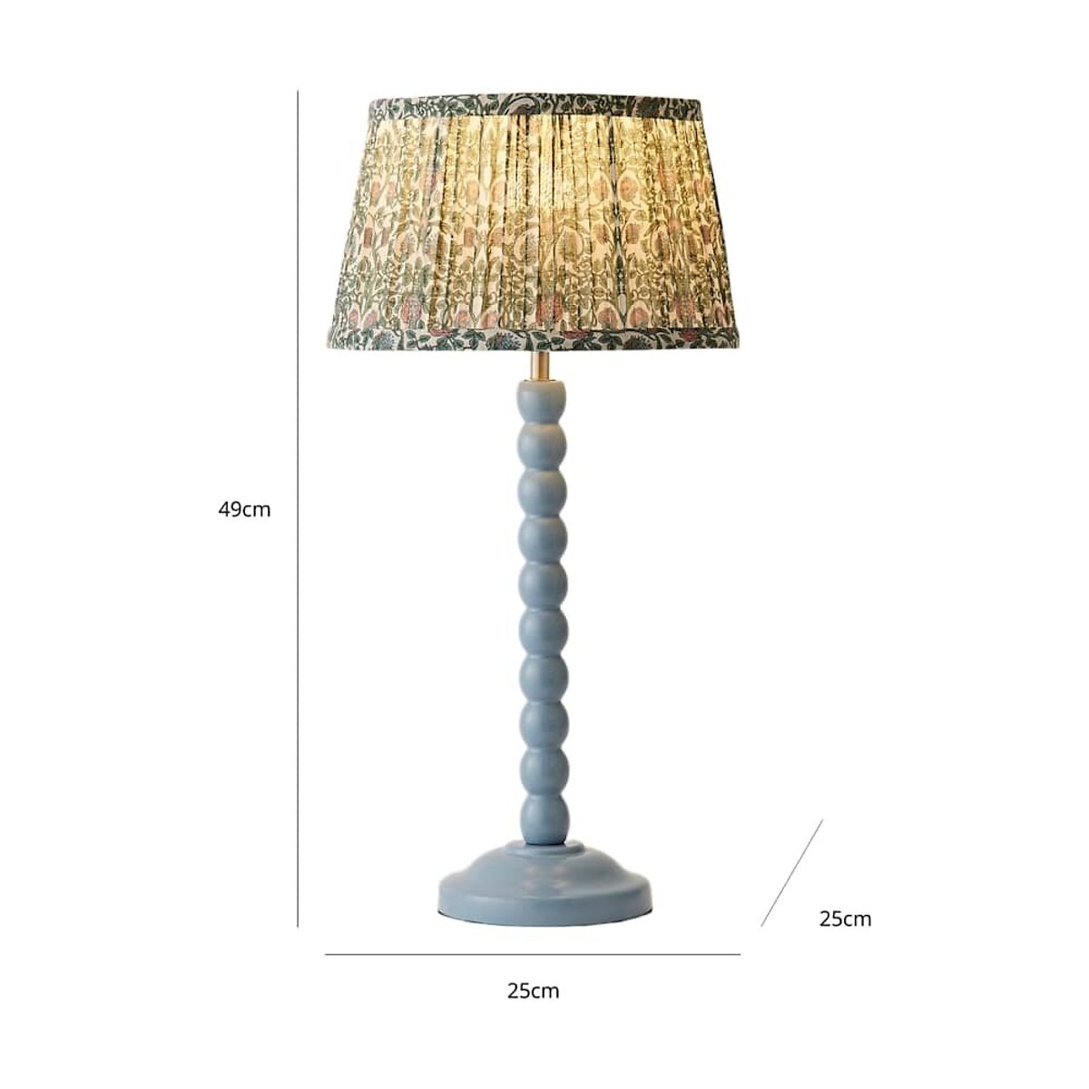 Bobbie Painted Bobbin Table Lamp with Floral Pleated Shade blue, SO'HOME