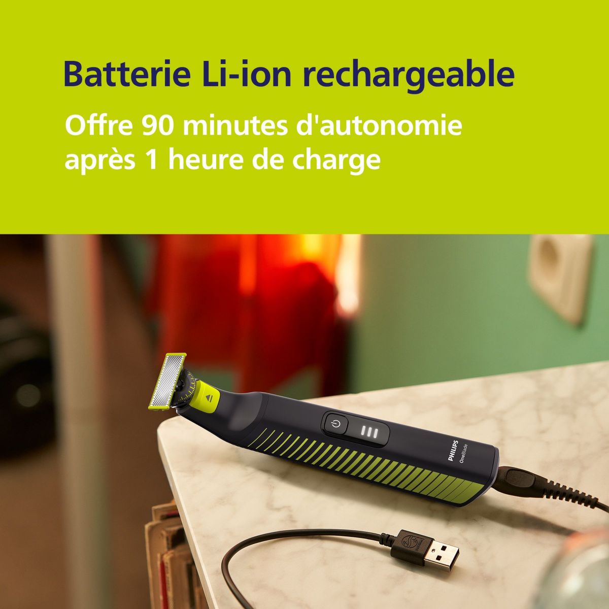 Tondeuse barbe OneBlade Pro QP6506/15, 5 hauteurs de coupe, précision 1 mm, 90 mn couleur unique, PHILIPS