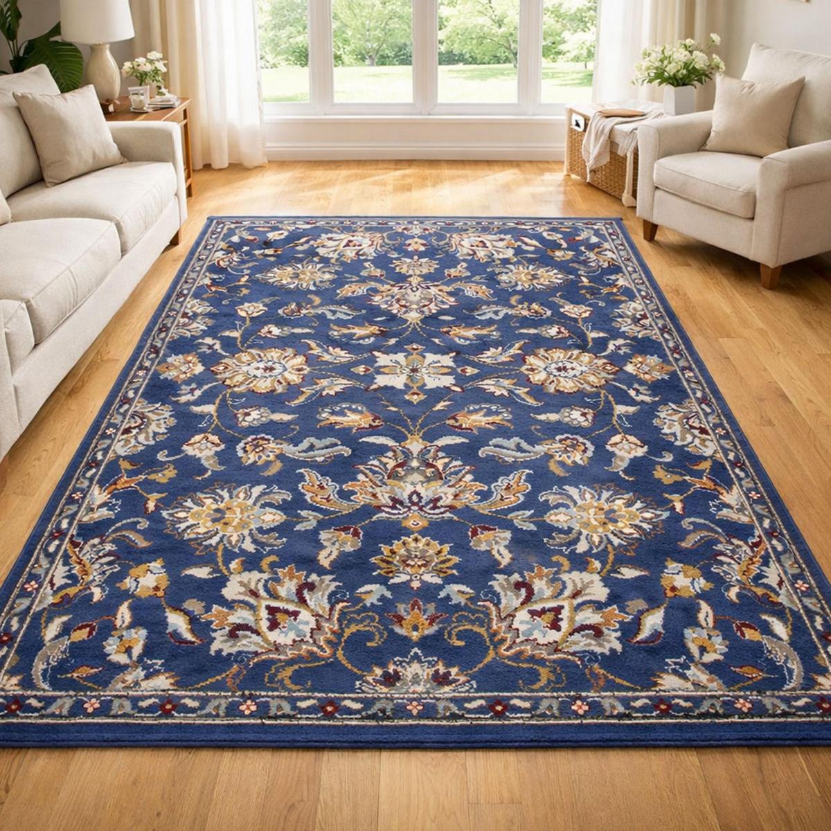 Tapis salon CARACCI, Oriental bleu, beige, UN AMOUR DE TAPIS