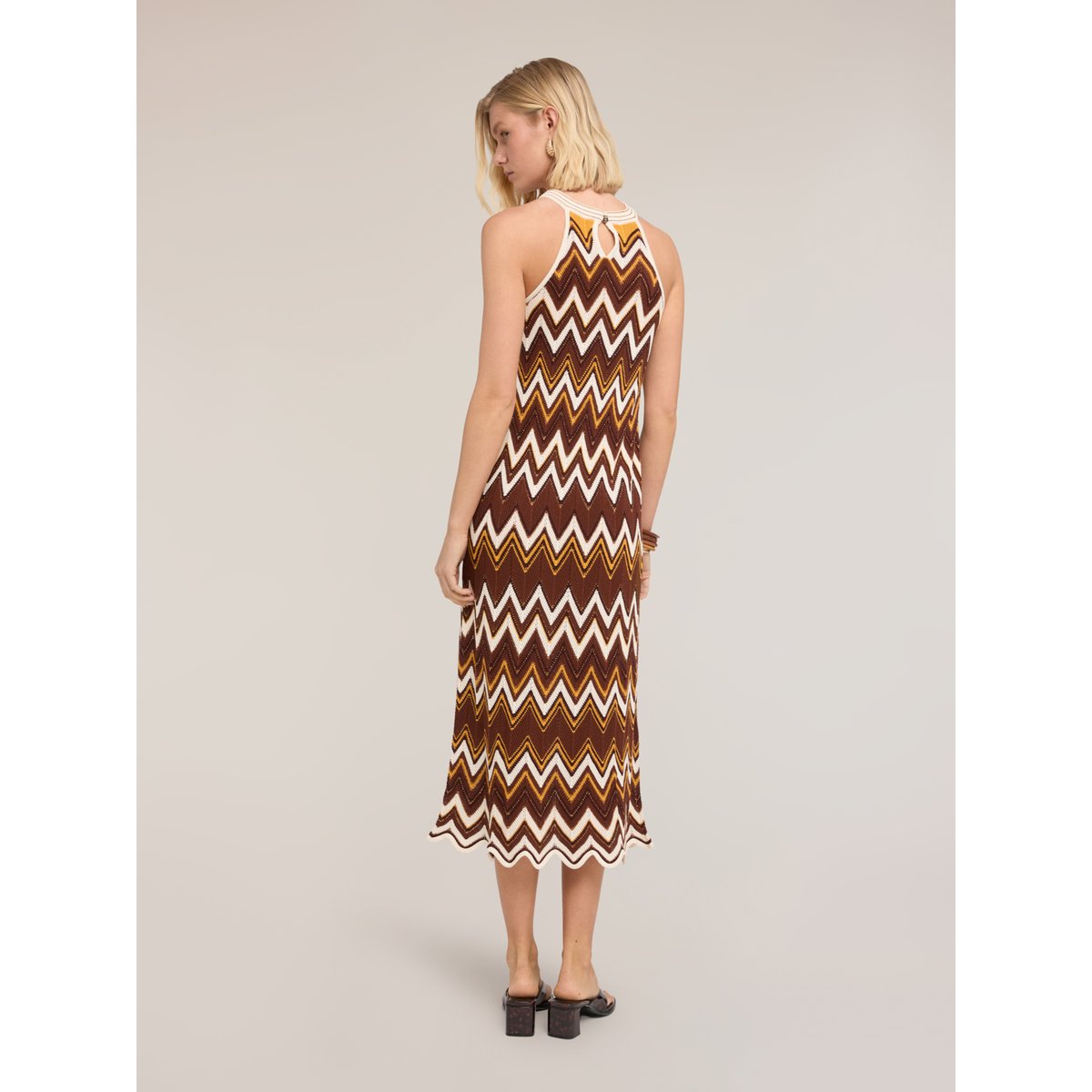 Robe longue travaillée marron, MOTIVI