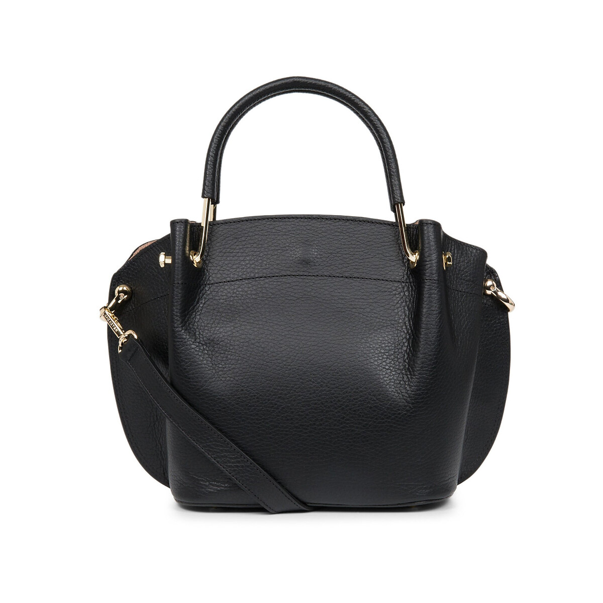 Sac à main en cuir grainé LOUISA FOULONNE DOUBLE noir/nude, LANCASTER