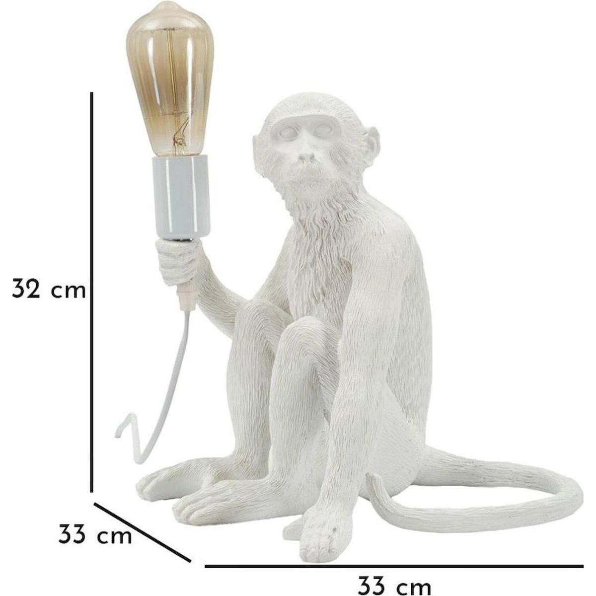 Lampe à poser sculpture singe assis GLAM blanc, RECOLLECTION