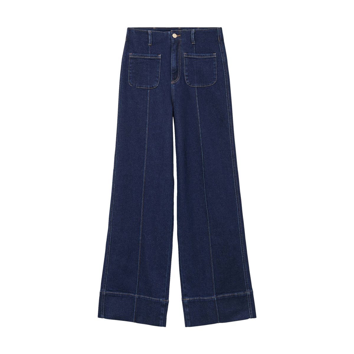 Jeans wide large taille haute denim brut rinse, BONOBO