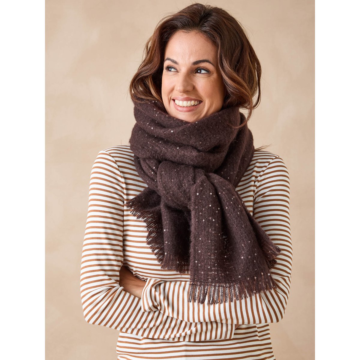 Etole sequins maille douce marron, DAXON
