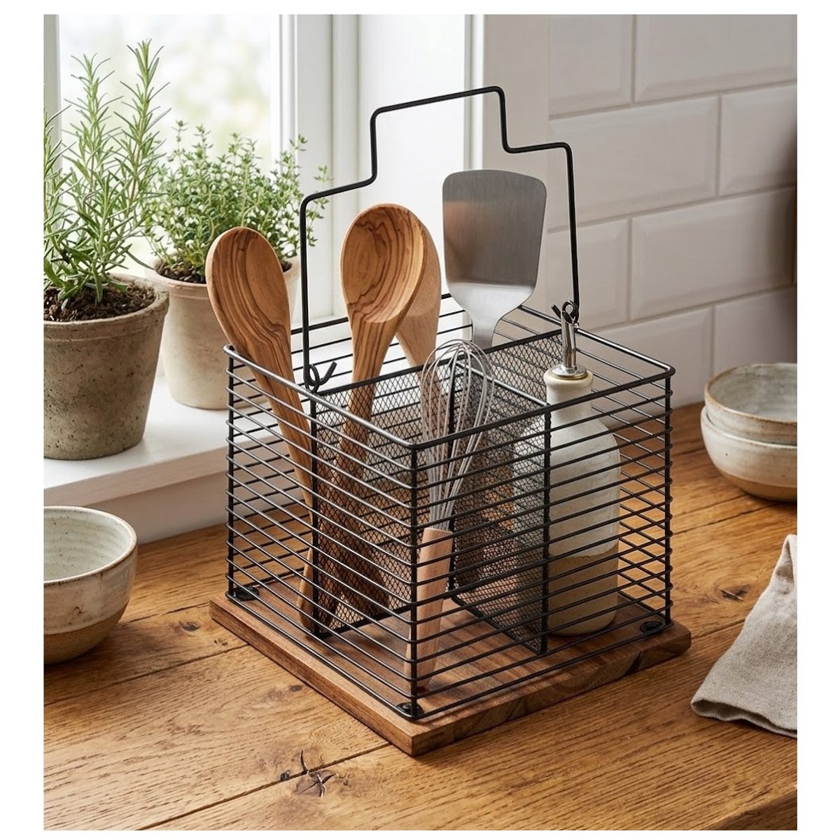 Pot a ustensiles ou couverts Acacia multicouleur, EDEN