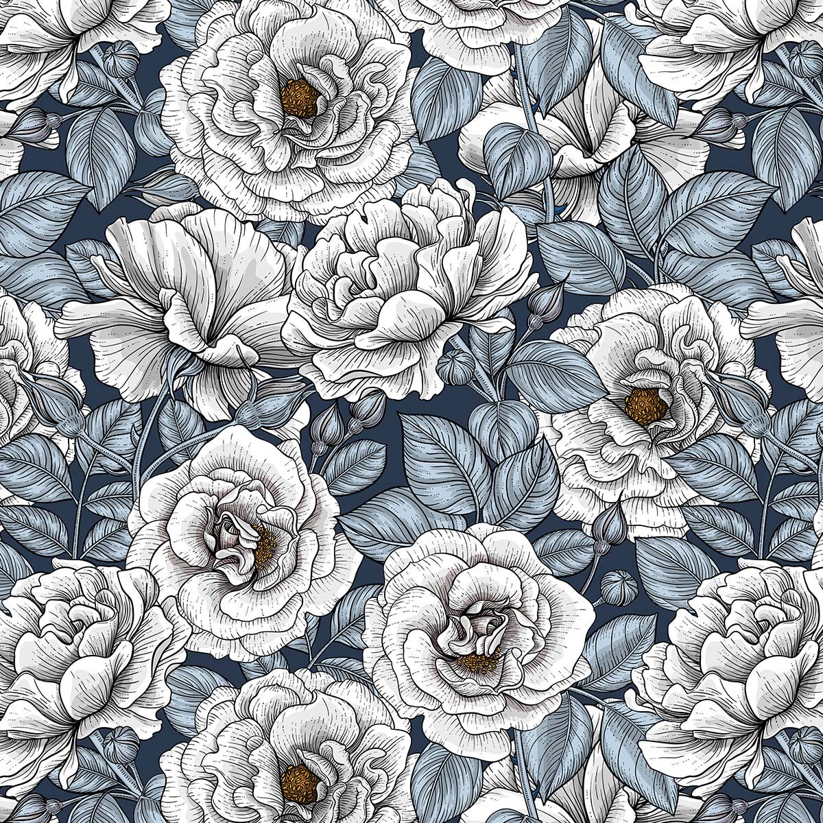 Papier peint campagnes bleues intissé, HEXOA