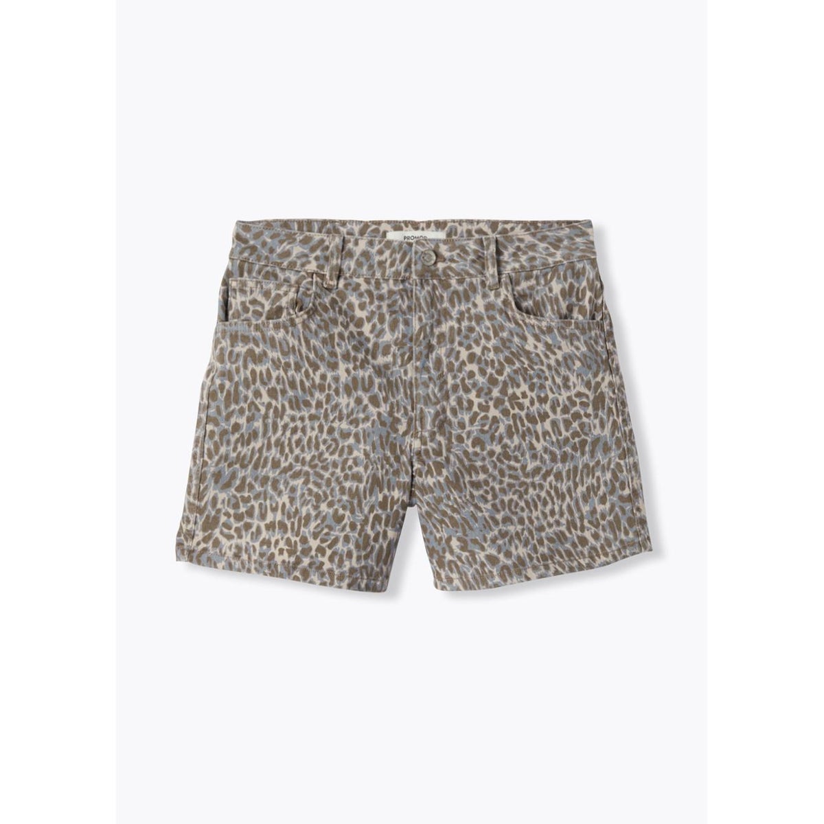 Short en toile motif léopard imprimé sable, PROMOD