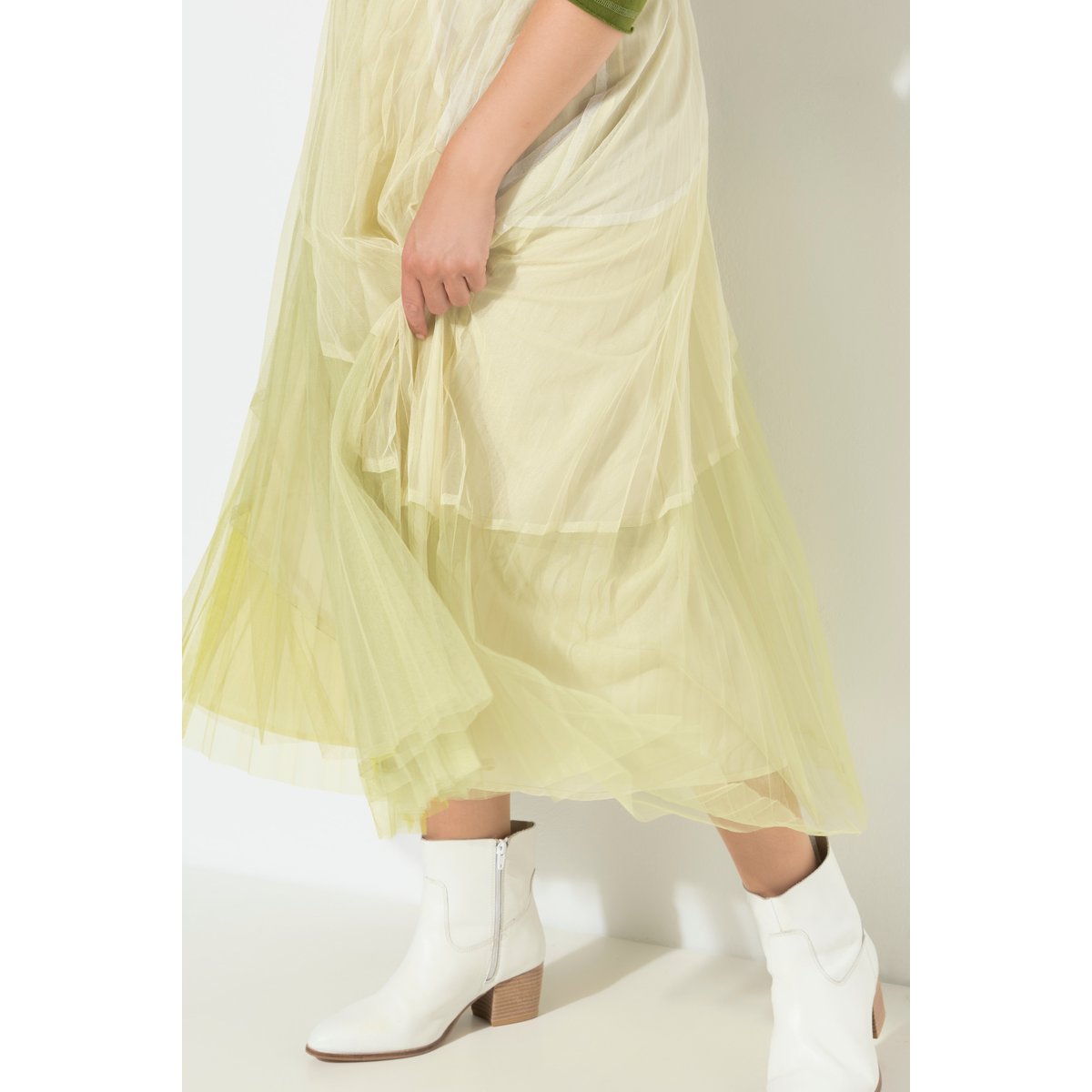 Jupe midi en tulle vert sapin, ULLA POPKEN