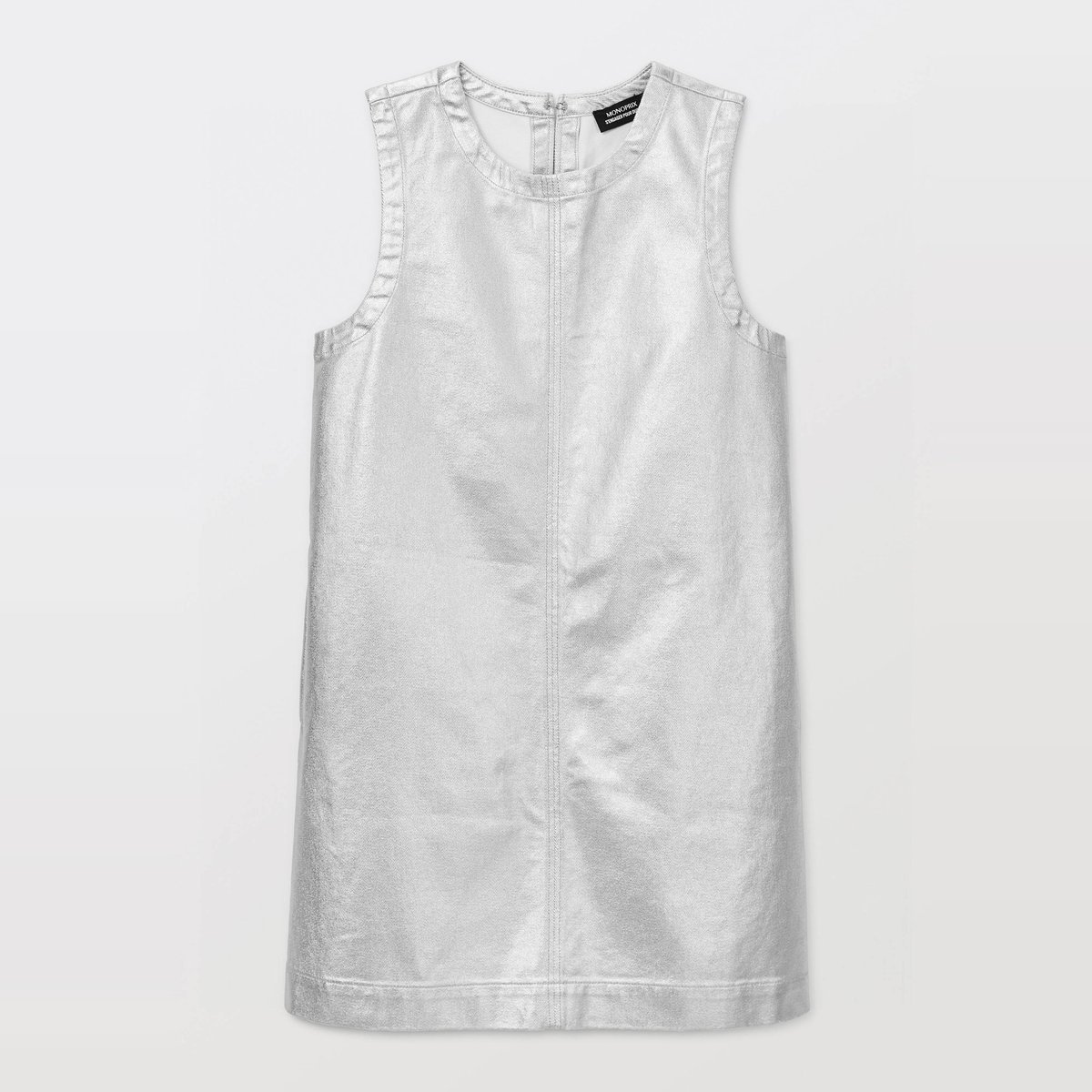 Robe courte unie en vinyle silver, MONOPRIX