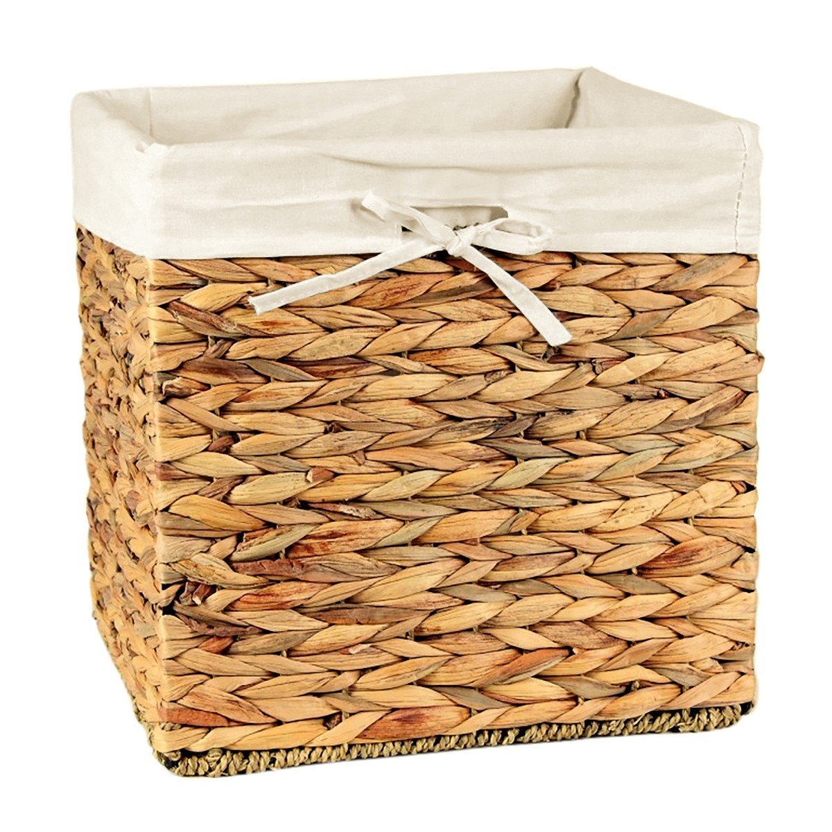 Cube de rangement en jacinthe d'eau - 32x32x32/33cm bois clair, CALICOSY