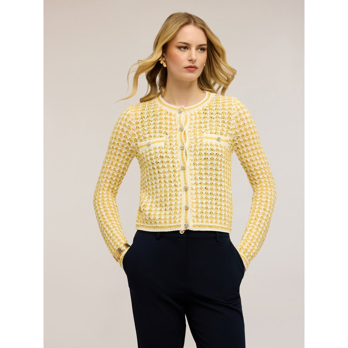 Cardigan ajouré jaune, MOTIVI