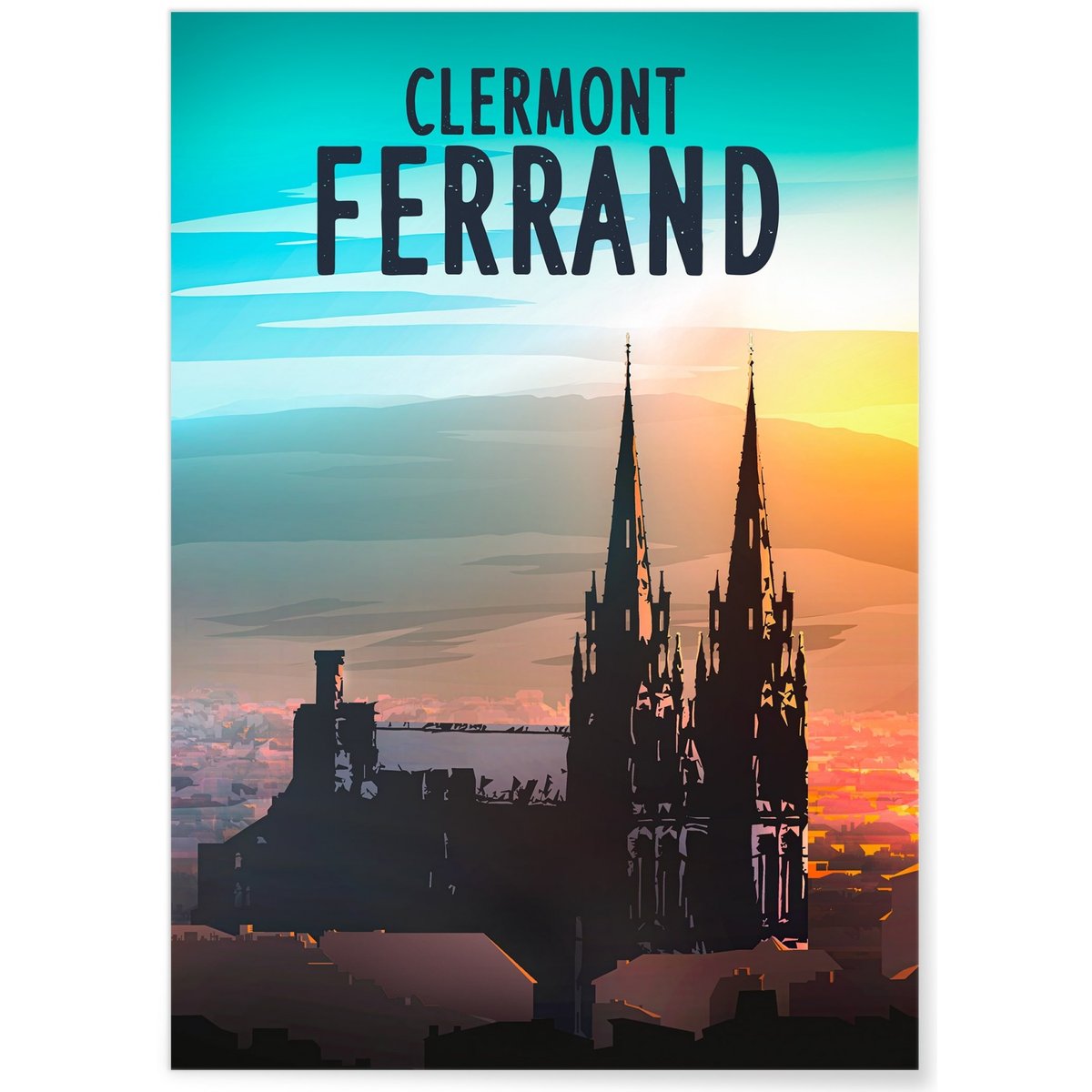Affiche ville Clermont-Ferrand blanc, L'AFFICHERIE