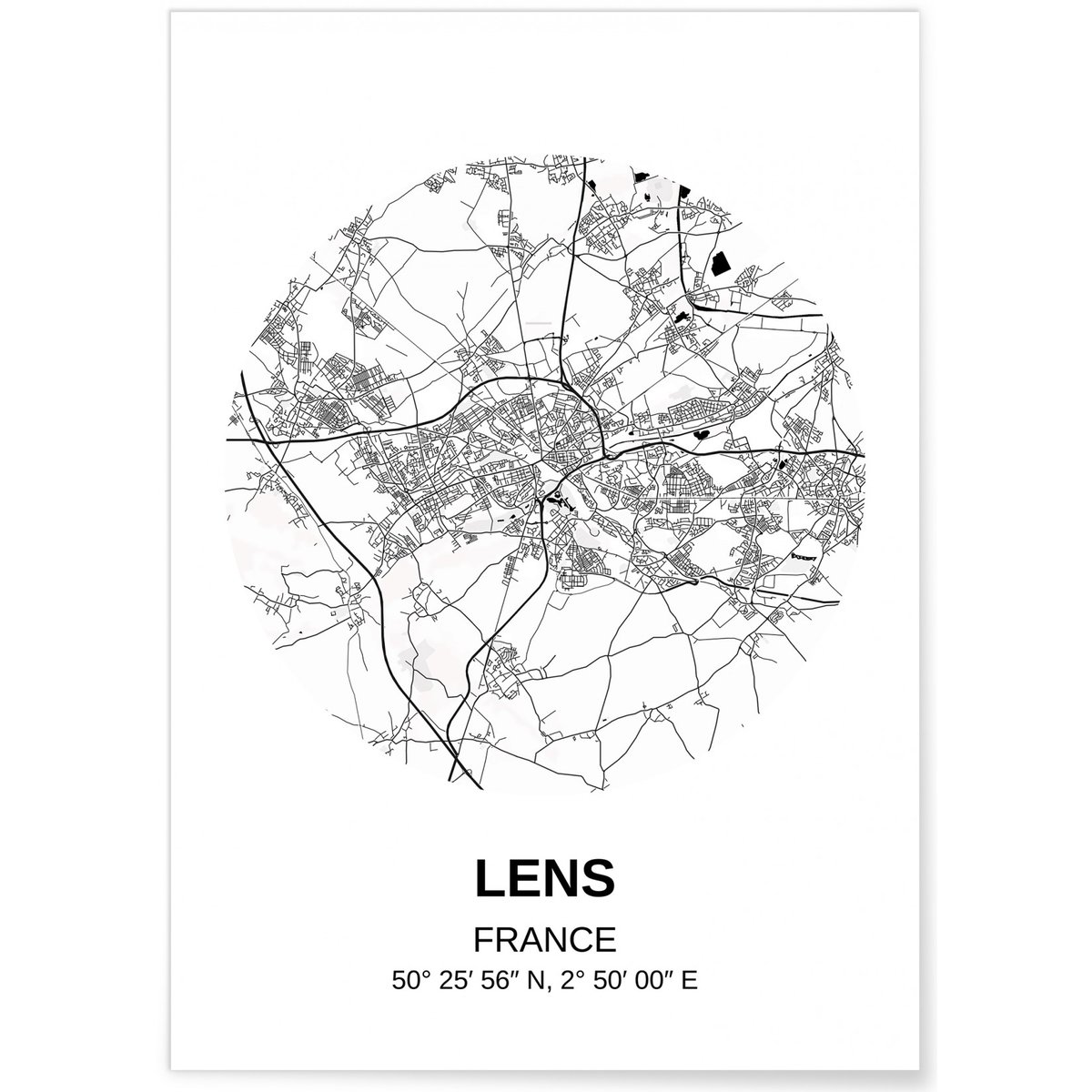 Affiche Carte Lens blanc, L'AFFICHERIE