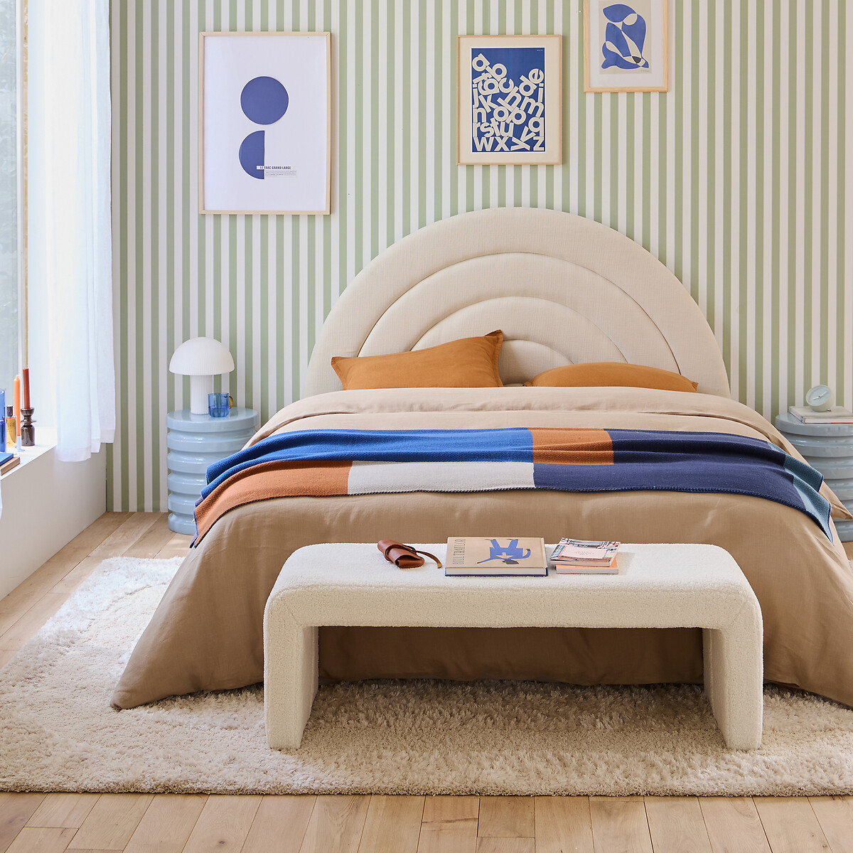 Banc bout de lit bouclette, Tory ecru, LA REDOUTE INTERIEURS