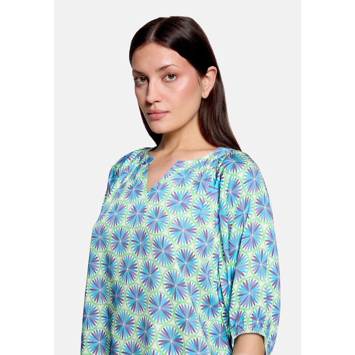 Blouse casual à fronce green/blue, CARTOON