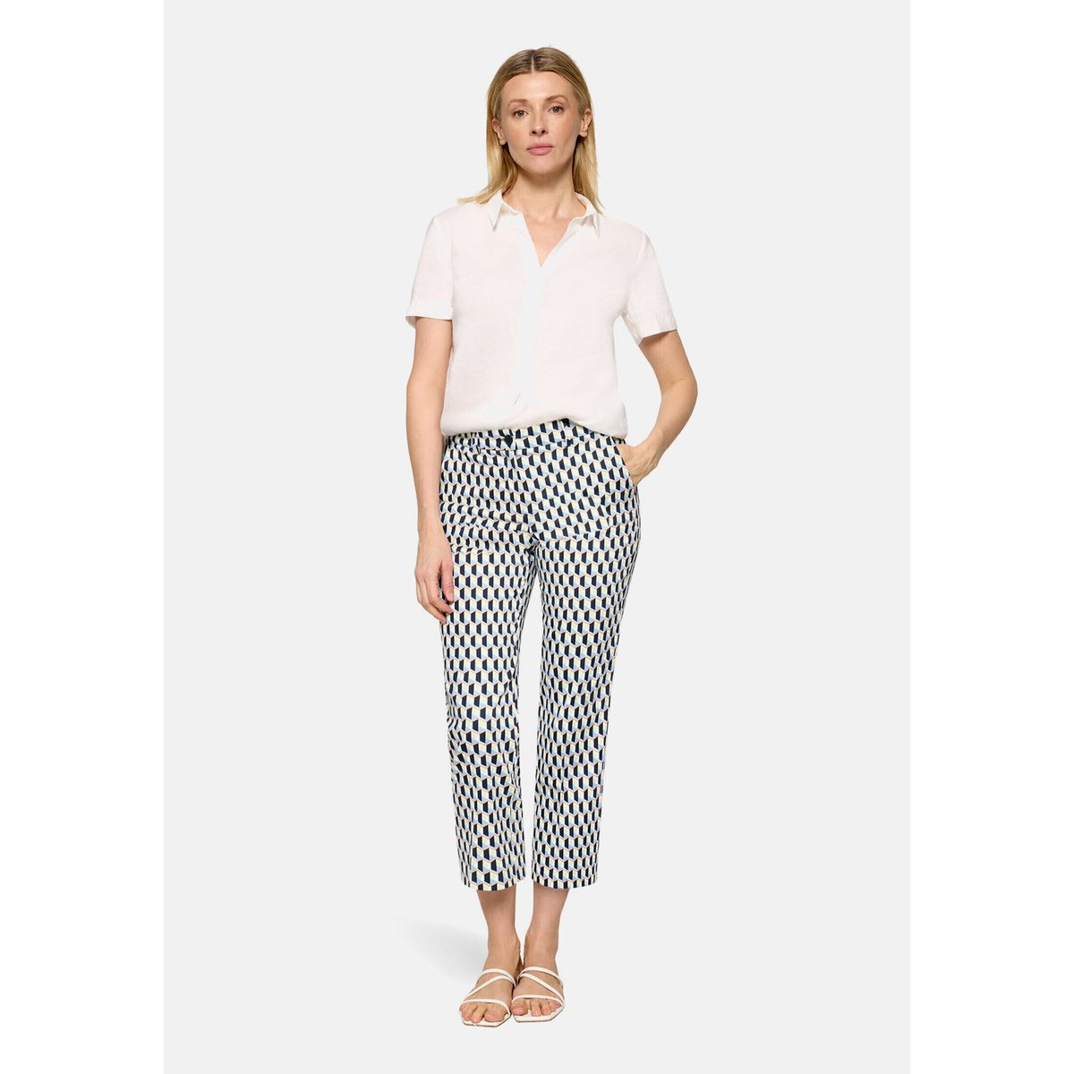 Pantalon business à plis repassés bleu/vert, BETTY BARCLAY