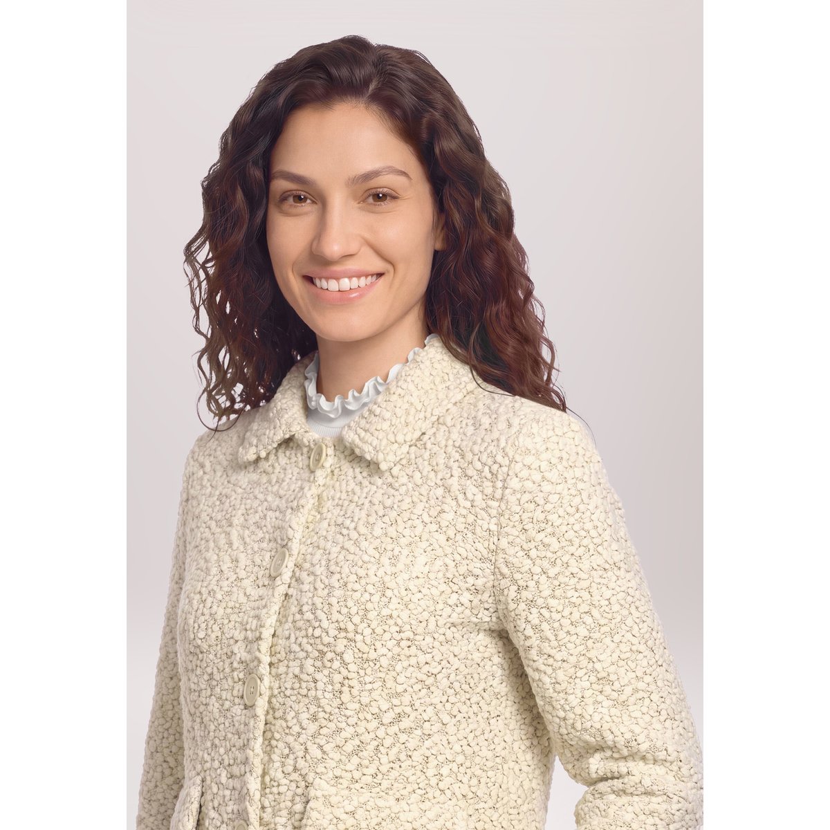 Cardigan en maille à col beige, CARTOON