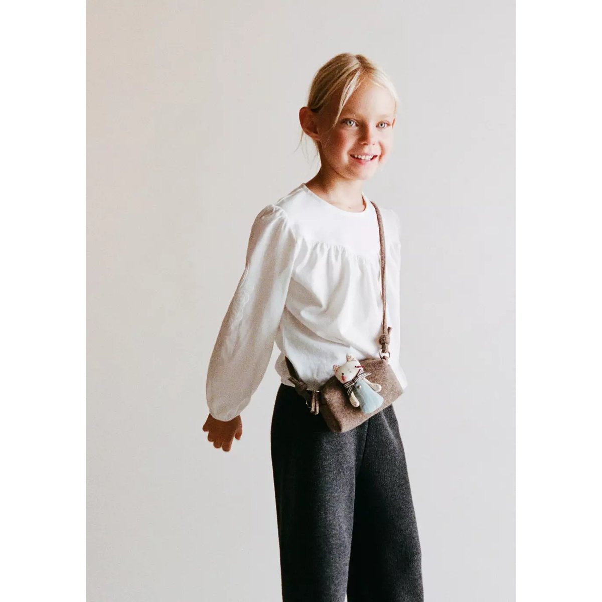 T-shirt 100 % coton brodé blanc cassé, MANGO BABY