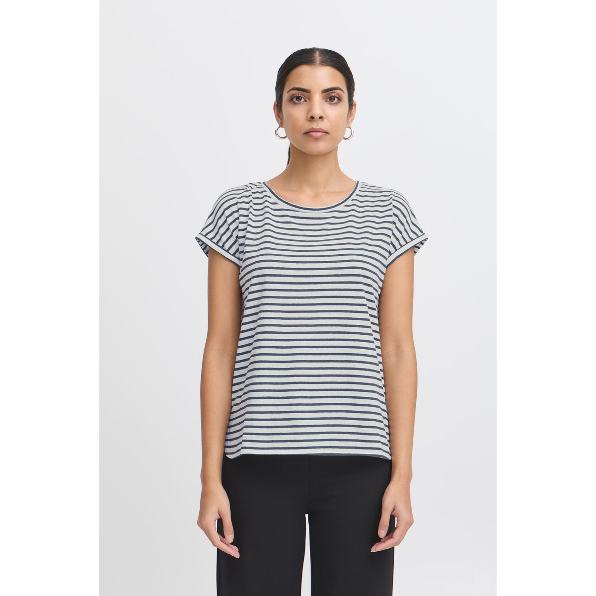 T-shirt bleu total eclipse stripe, ICHI