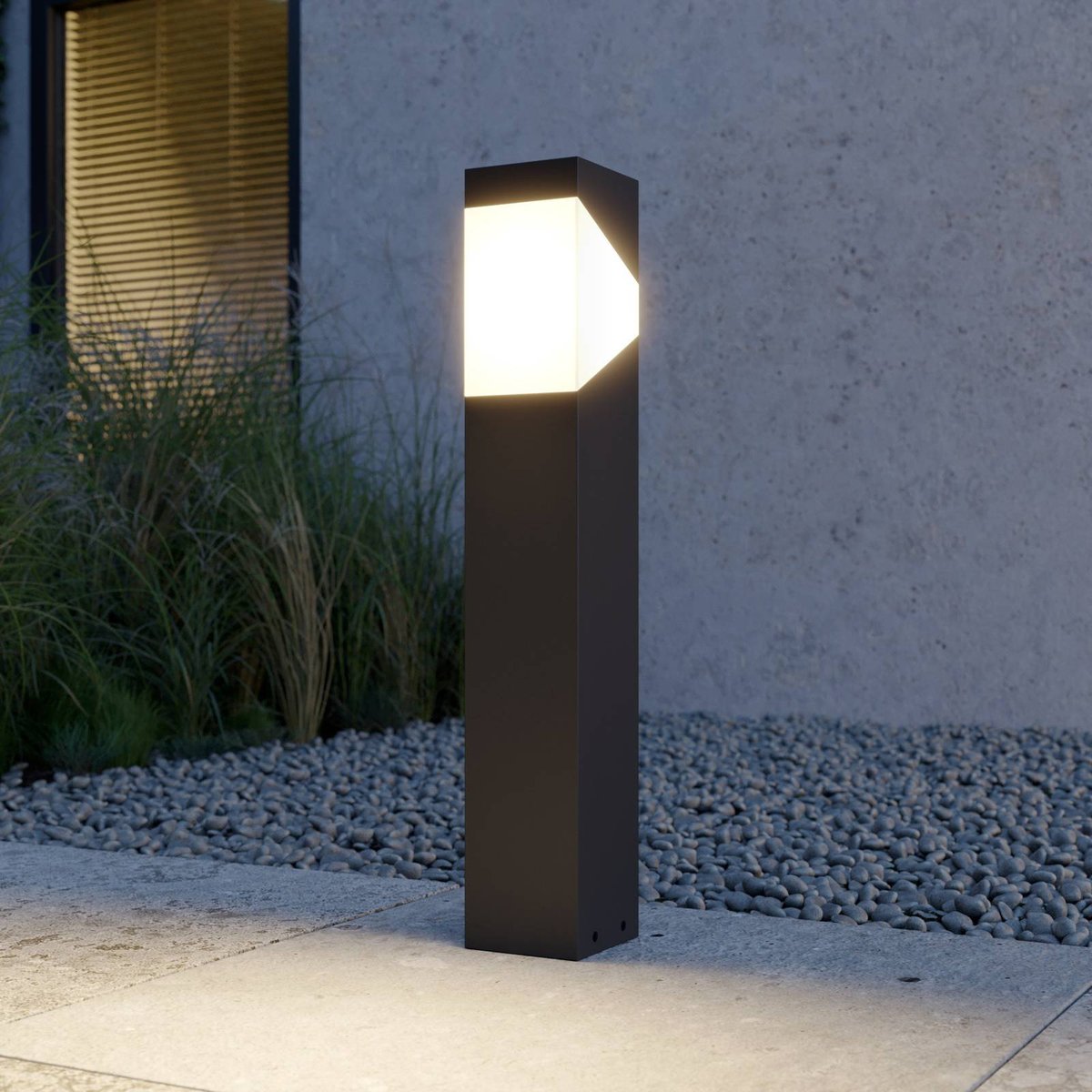 Luminaire extérieur en aluminium moderne gris graphite, blanc opale, LUCANDE
