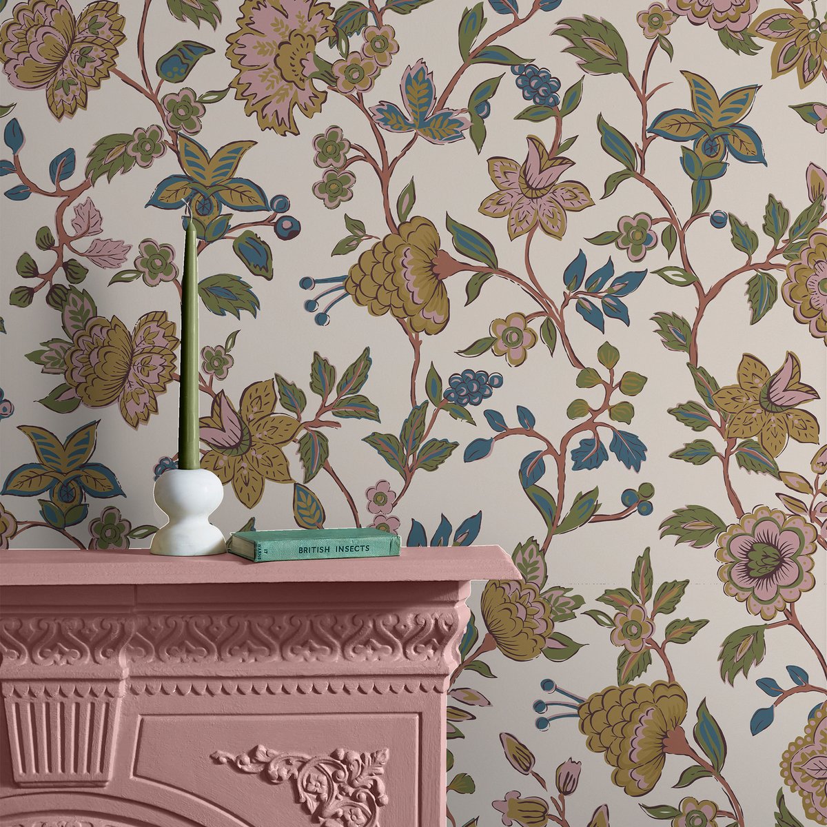 Papier peint Envolée de fleurs jacobines multicolore, JOULES